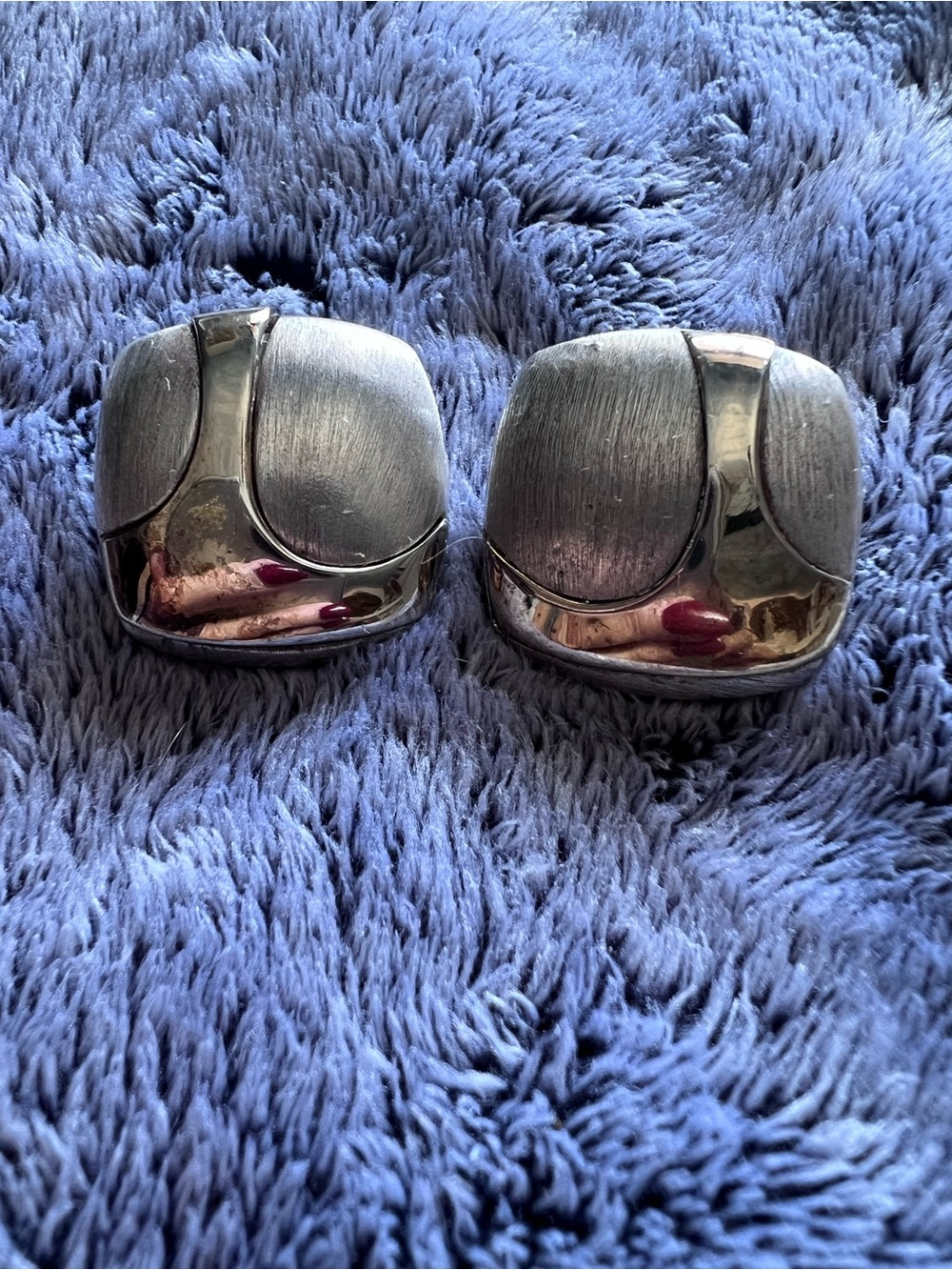 Vintage Mid Century Modern Sterling Square Pierced Earrings